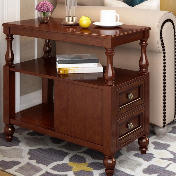 4 Legs Side Table Modern Wood Gold 2-Drawer Side End Snack Table Clearhalo 'Coffee & Accent Tables' 'End & Side Tables' 'end_side_table' 'end_side_tables' 'furn' 'furn_end_side_tables' 'Furniture' 'furniture_end_side_table' 'Living Room Furniture' 1200x1200_78181547-ffc9-4fc0-ac06-d9cfe86ae719