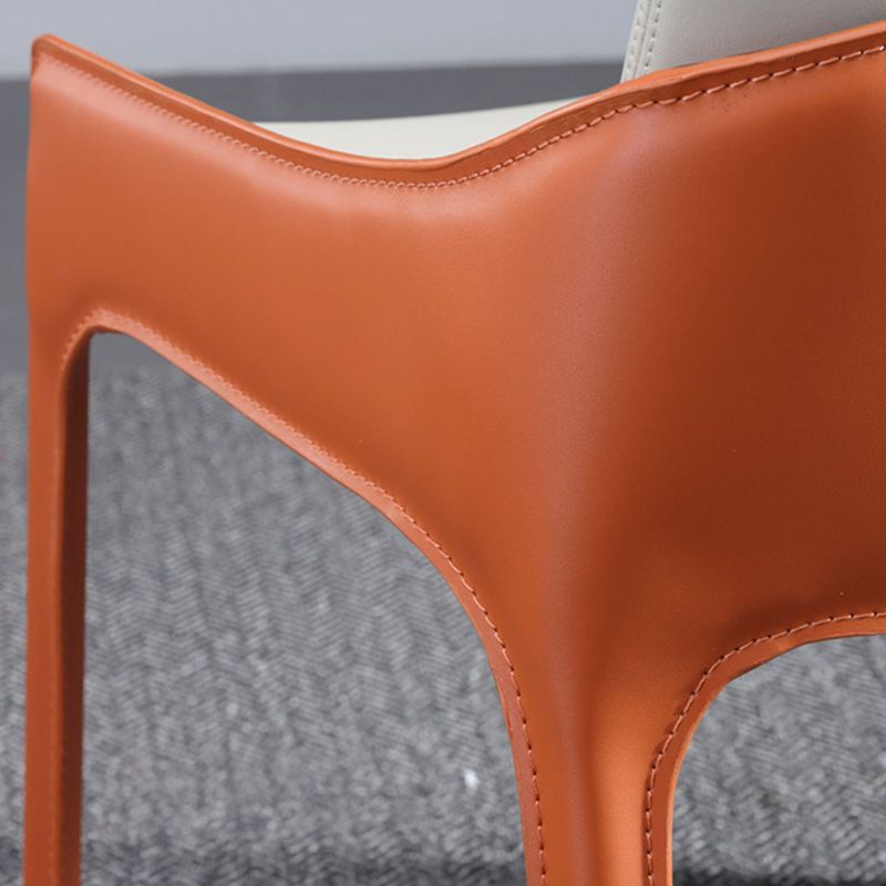 Eigentijdse metalen eetkamer stoel stoel faux lederen zijstoel voor eetkamer