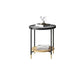 Modern Oval / Round Glass Coffee Table Iron 4 Legs Cocktail Table with Shelf
