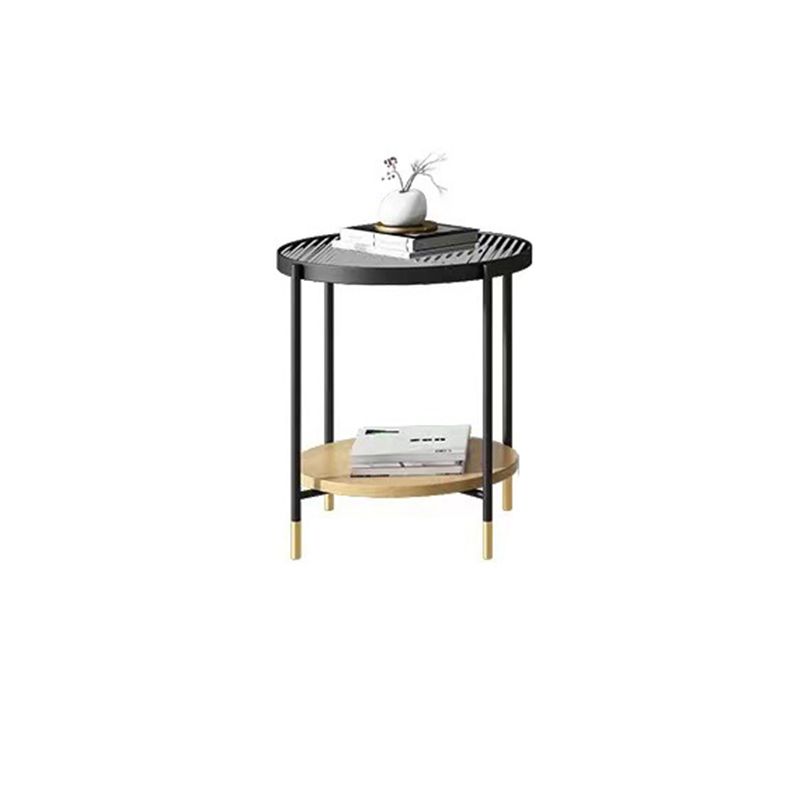 Modern Oval / Round Glass Coffee Table Iron 4 Legs Cocktail Table with Shelf