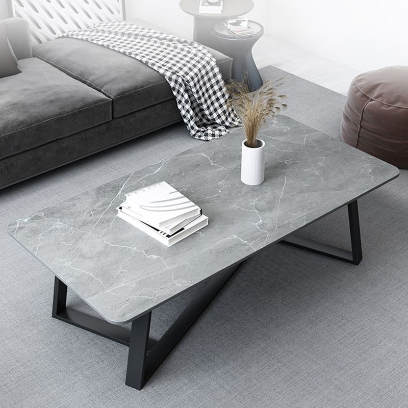 Trestle Marble Cocktail Table Contemporary Rectangular Coffee Table Clearhalo 'Coffee & Accent Tables' 'Coffee Tables' 'coffee_tables' 'furn' 'furn_coffee_tables' 'Furniture' 'Living Room Furniture' 1200x1200_781f434f-bc13-4018-aff0-1744938a089c