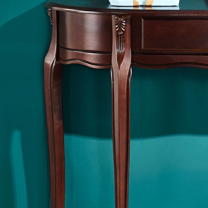 Console mezzaluna moderna di metà secolo in marrone bianco/scuro