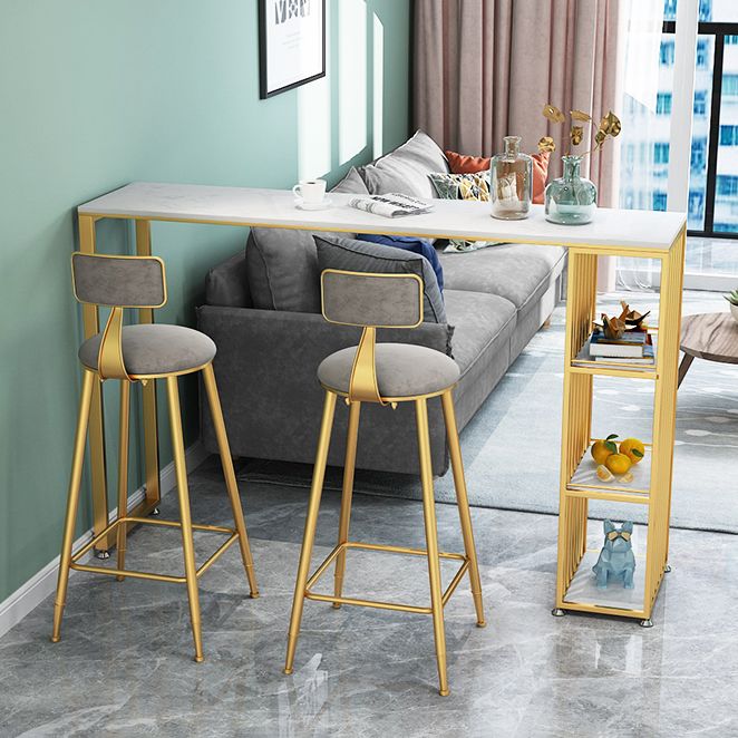 Glam Faux Marble Bar Dining Table Rectangle Bar Table for Dining Room Clearhalo 'Bar Furniture' 'Bar Tables' 'bar_tables' 'furn' 'furn_bar_tables' 'Furniture' 'Kitchen & Dining Furniture' 1200x1200_7820a0f9-4aca-4b5c-95a4-c83d9aa56629