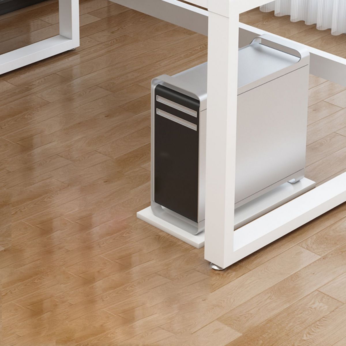 Glass Top Rectangular Gaming Desk Modern 29.53" Tall Computer Desk with Sled Base Clearhalo 'furn' 'furn_office_desk' 'Furniture' 'Office Desks' 'Office Furniture' 'office_desk' 1200x1200_7820e249-017e-4b10-8fd2-d862699a26dc