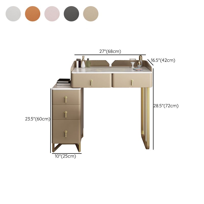 26.77" Wide Dressing Table with 5 Drawers Luxurious Stone Top Vanity