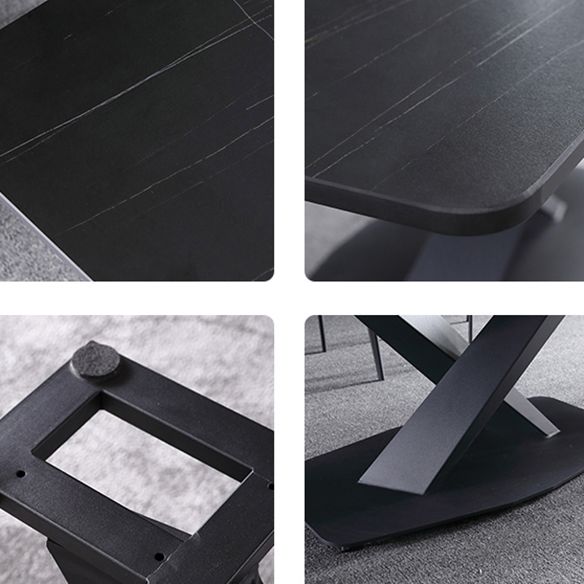 Minimalist Sintered Stone Dining Room Set Fixed Dining Set with Rectangle Table for Home Use Clearhalo 'Dining Room Sets' 'Dining Tables & Seating' 'dining_room_set' 'furn' 'furn_dining_room_set' 'Furniture' 'furniture_dining_room_set' 'Kitchen & Dining Furniture' 'kitchen&dining_furn' 'kitchen' 1200x1200_7822bb94-2714-4dd7-92f3-78fbb30fc9cc