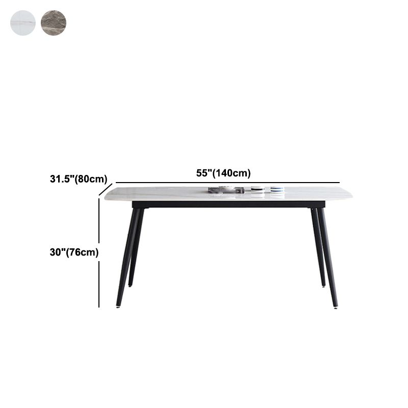 Mesa de cena de piedra rectangular industrial mesa de comedor de base de trípode negro