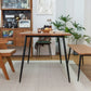 Mesa de comedor rectangular industrial de metal mesa de madera maciza con 4 piernas negras
