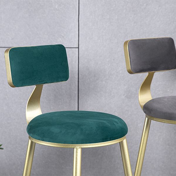 Glam Backrest Armless Counter Stool Iron Beauty Shop Bar Stool with Suede Cushion Clearhalo 'Bar Furniture' 'Bar Stools' 'bar_stools' 'furn' 'furn_bar_stools' 'furniture_bar_stools' 'Kitchen & Dining Furniture' 'kitchen&dining_furn' 'kitchen' 'kitchen_furn' Furniture' 1200x1200_7826d604-12fb-4823-9b03-3497115bec22