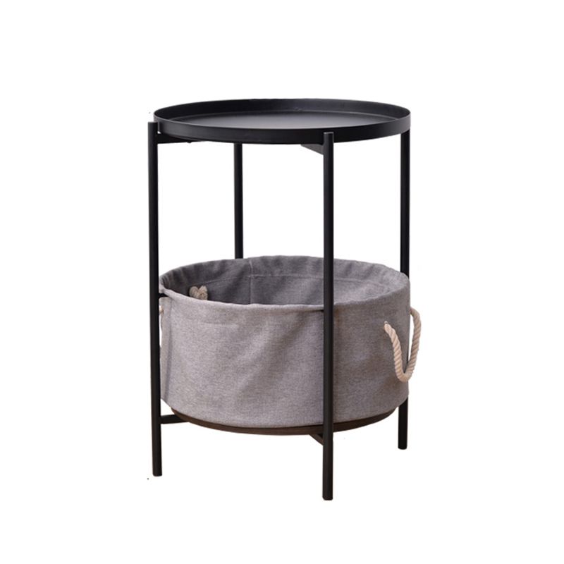 Mid-Century 4 Legs End Table Round Side End Table with Storage