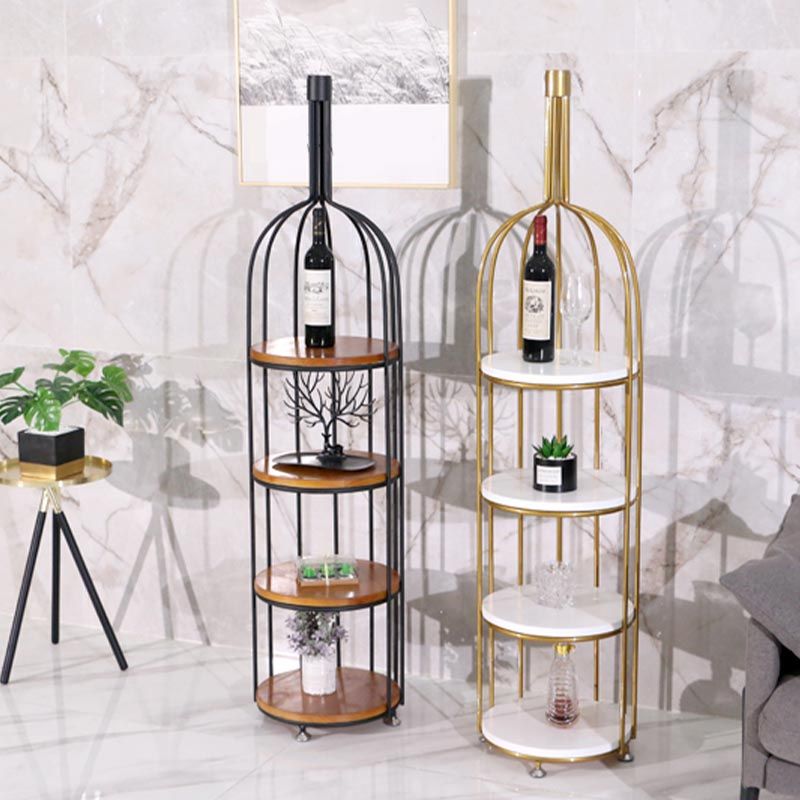 Luxury Metal Wine Holder Rack Round Floor Wine Racks with Shelf Clearhalo 'furn' 'furn_wine_racks' 'Furniture' 'Kitchen & Dining Furniture' 'Wine Racks' 'wine_racks' 1200x1200_782c2b09-f8bf-4da0-aa96-b5391abd1eff