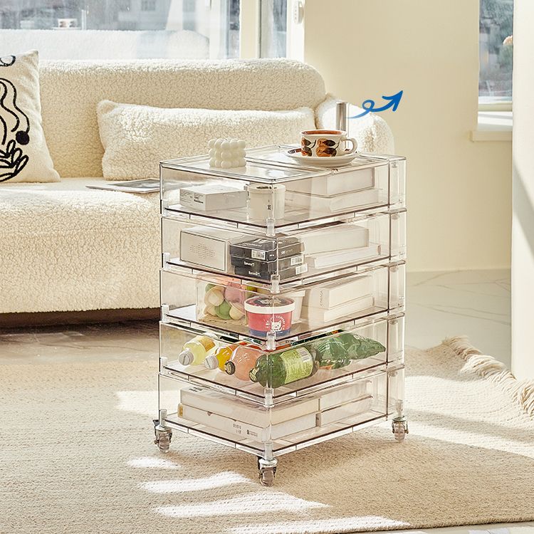 Kunststoff Fünf-DRAW-Nachttisch 28 "H-Nachttisch mit Rollen