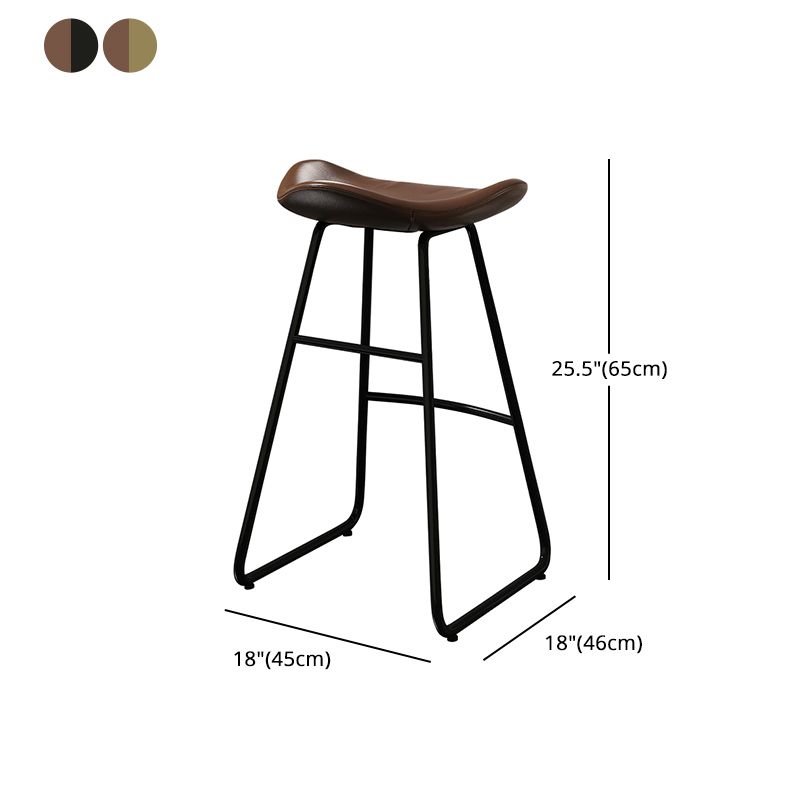 Glam Counter Bar Stool Armless Leather Indoor Bar Stool with Footrest Iron Base Clearhalo 'Bar Furniture' 'Bar Stools' 'bar_stools' 'furn' 'furn_bar_stools' 'furniture_bar_stools' 'Kitchen & Dining Furniture' 'kitchen&dining_furn' 'kitchen' 'kitchen_furn' Furniture' 1200x1200_782d7897-dd1b-455c-90c0-a918b3488f56