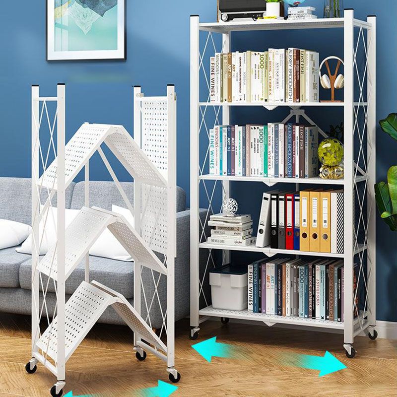 3/4/5-Shelf Steel Industrial Etagere Bookshelf Vertical Open Bookshelf with Caster Wheels Clearhalo 'Bookcases' 'furn' 'furn_bookcases' 'Furniture' 'furniture_bookcases' 'kitchen' 'kitchen_bookcases' 'Living Room Furniture' 'Office Furniture' 1200x1200_782dc512-33cf-43e3-ae21-60490111d0b1