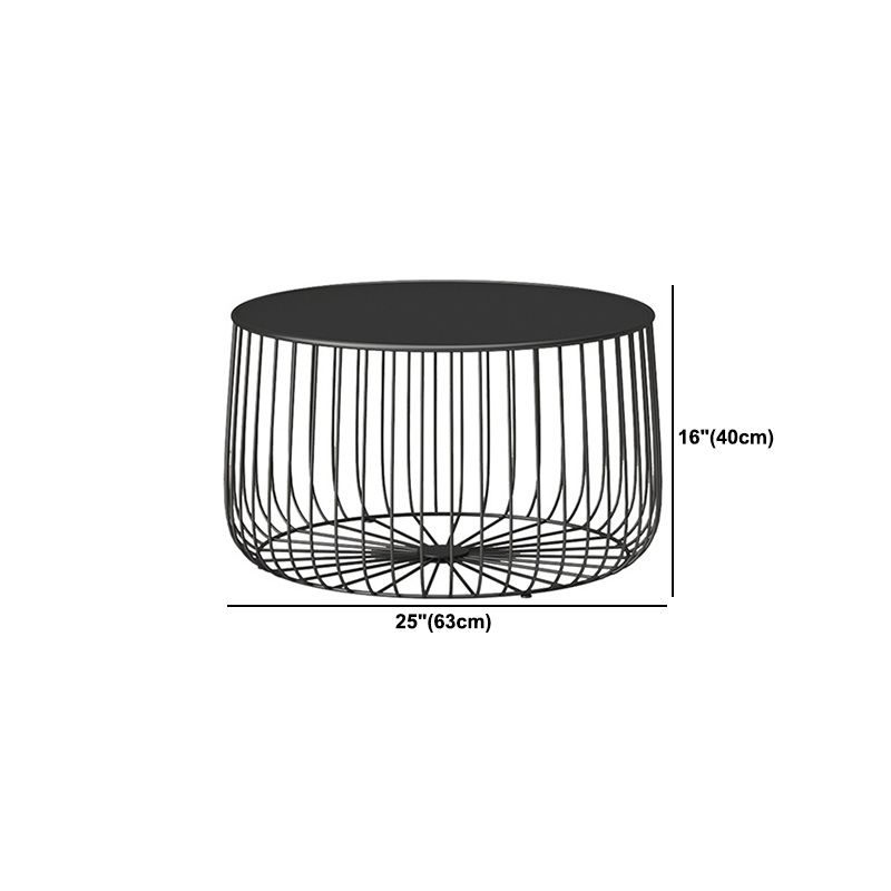 Mid-Century Modern Round Iron Coffee Table Frame Cocktail Table 15.75" H