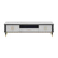 Glam Style TV Stand Stone Open Storage TV Console with 2-Door