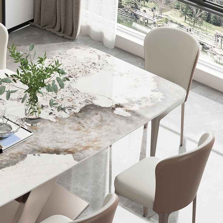 Conjunto de mesa de comedor de piedra sinterizada de rectángulo contemporáneo 1/2/5/7 piezas de comedor