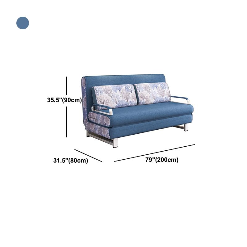 Cotton Blend Contemporary Sofa Bed Square Arm Convertible Sofa