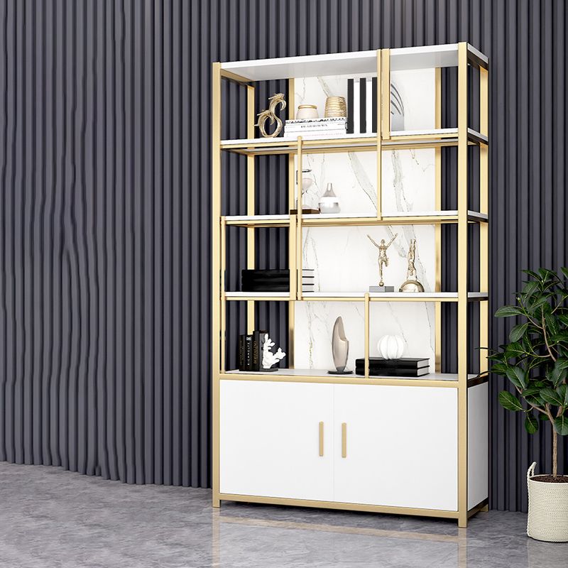 78.7"H Modern Style Bookcase Metal Open Back Bookshelf with Door for Home Office