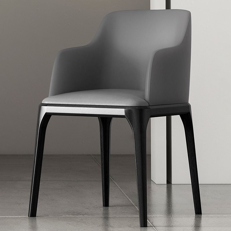 Contemporary Square Leather Dining Side Arm Chair for Kitchen with Wooden Legs Clearhalo ' kitchen&dining_furn' 'Dining Chairs' 'Dining Tables & Seating' 'dining_chair' 'furn' 'furn_dining_chair' 'Furniture' 'furniture_dining_chair' 'Kitchen & Dining Furniture' 'kitchen' 1200x1200_78321707-41dd-48e2-a9f9-6d508a8c0c25
