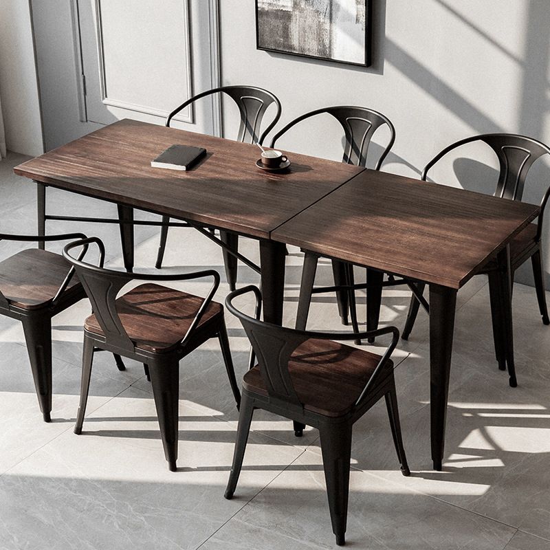 Industrial 4 Legs Pedestal Dining Table Pine Table for Dining Room Clearhalo 'Dining Tables & Seating' 'Dining Tables' 'dining_table' 'furn' 'furn_dining_table' 'Furniture' 'Kitchen & Dining Furniture' 1200x1200_783514d8-dc2c-4045-866b-56d66911085d