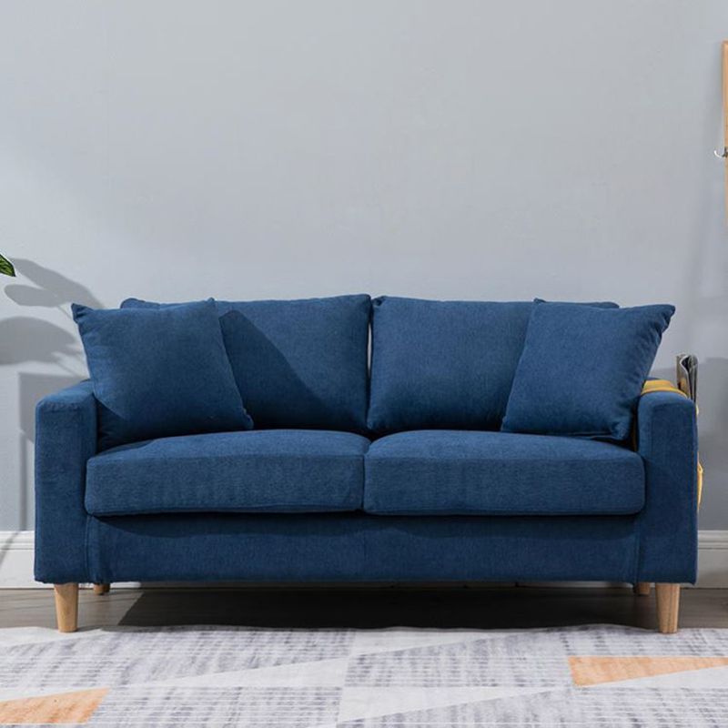 Modern Sofa Couch Wooden Base Solid Color Fabric Loveseat Square Arm Sofa for Living Room Clearhalo 'furn' 'furn_sofas' 'Furniture' 'furniture_sofas' 'kitchen' 'kitchen_sofas' 'Living Room Furniture' 'Sofa' 'sofas' 1200x1200_78368bff-c193-4abe-9dd3-bcc4ac9f5981