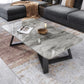 Rectangular Slate with Metal Cross Base Glam Style Coffee Table