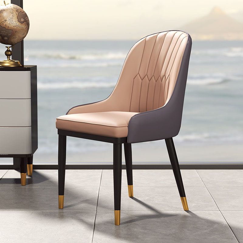 Scandinavian Design Solid Back Dining Side Chairs Leather Dining Side Chair Clearhalo ' kitchen&dining_furn' 'Dining Chairs' 'Dining Tables & Seating' 'dining_chair' 'furn' 'furn_dining_chair' 'Furniture' 'furniture_dining_chair' 'Kitchen & Dining Furniture' 'kitchen' 1200x1200_78398d2d-9baf-41ae-ae57-1dcc4fef34a1