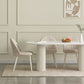 White Contemporary Oval Stone Dining Table with Double Pedestal