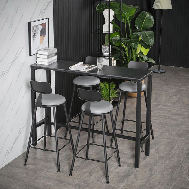 Industrial Stone Indoor Pub Bar Table Iron Trestle Pedestal Bar Dining Table Clearhalo 'Bar Furniture' 'Bar Tables' 'bar_tables' 'furn' 'furn_bar_tables' 'Furniture' 'furniture_bar_tables' 'Kitchen & Dining Furniture' 1200x1200_783b7e1f-dfc4-451e-89e2-049c696fea1d
