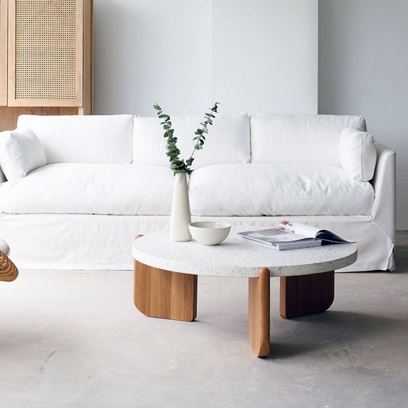 Round Terrazzo Coffee Table Minimalist Wooden 3 Legs Cocktail Table Clearhalo 'Coffee & Accent Tables' 'Coffee Tables' 'coffee_tables' 'furn' 'furn_coffee_tables' 'Furniture' 'Living Room Furniture' 1200x1200_783d224c-e88c-4a7d-bc8f-b6875176dff4