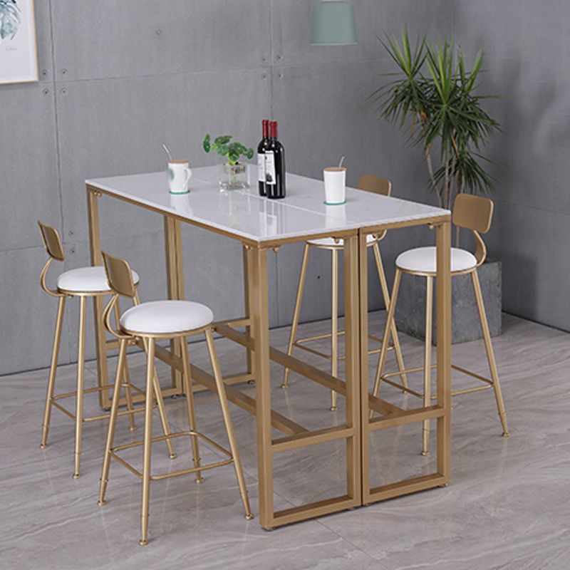 Glam Indoor 1/2/3/4/9 Pub Dining Set Pieces Rectangle White Marble Bistro Set Clearhalo 'Bar Furniture' 'furn' 'furn_home_bar_bar_sets' 'Furniture' 'Home Bars & Bar Sets' 'home_bar_bar_sets' 'Kitchen & Dining Furniture' 1200x1200_783d371d-213e-474f-9eed-227d4ed77c39