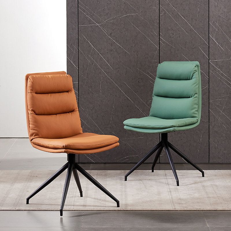 Modern Leather Armless Dining Chair Upholstered Side Chairs with Metal Legs Clearhalo ' kitchen&dining_furn' 'Dining Chairs' 'Dining Tables & Seating' 'dining_chair' 'Furniture' 'furniture_dining_chair' 'Kitchen & Dining Furniture' 'kitchen' 1200x1200_783e4d48-a1e5-49a6-9068-9b458c20c743