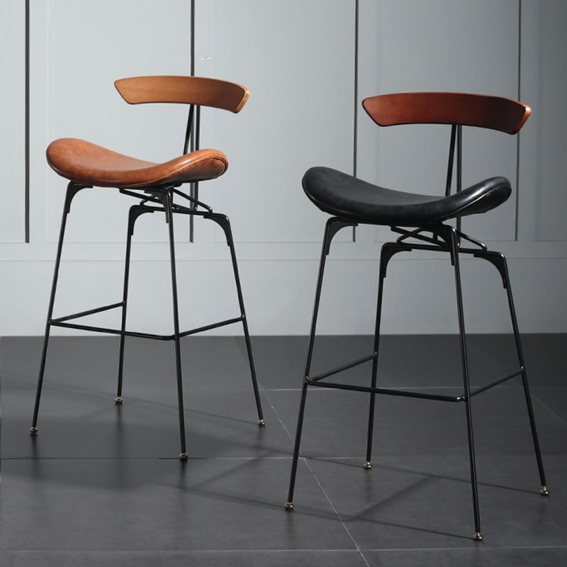 Modern Armless Backrest Counter Stool Iron Milk Tea Shop Bar Stool with Cushion and Pedal Clearhalo 'Bar Furniture' 'Bar Stools' 'bar_stools' 'furn' 'furn_bar_stools' 'furniture_bar_stools' 'Kitchen & Dining Furniture' 'kitchen&dining_furn' 'kitchen' 'kitchen_furn' Furniture' 1200x1200_783fc48b-d328-4ab4-a726-c8199daf0d88