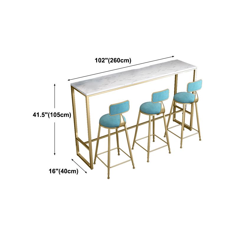 Gold Pub Height Dining Table Glam Rectangle Footrest Counter Wine Table, Only Table Clearhalo 'Bar Furniture' 'Bar Tables' 'bar_tables' 'furn' 'furn_bar_tables' 'Furniture' 'furniture_bar_tables' 'Kitchen & Dining Furniture' 'kitchen&dining_furn' 'kitchen' 1200x1200_7842739f-396f-49ad-9ad5-f24175c716ce