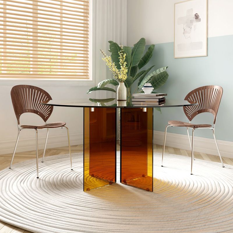 Round Glass Dining Table Modern Style Dining Table for Home Use Clearhalo 'Dining Tables & Seating' 'Dining Tables' 'dining_table' 'furn' 'furn_dining_table' 'Furniture' 'furniture_dining_table' 'Kitchen & Dining Furniture' 'kitchen' 'kitchen_dining_table' 1200x1200_7842796f-49b2-4ee2-ac37-0a0677175cd9