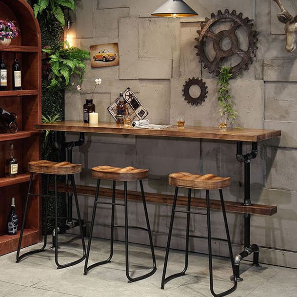 Wood Top Water Pipe Frame Counter Table Industrial 42-inch Height Table for Dinning Room Clearhalo 'Bar Furniture' 'Bar Tables' 'bar_tables' 'furn' 'furn_bar_tables' 'Furniture' 'furniture_bar_tables' 'Kitchen & Dining Furniture' 1200x1200_7842b6b8-aeff-4ec3-b527-45e5ef221f9e