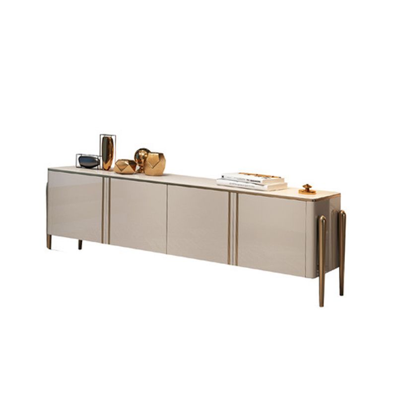 Console TV de style Glam, pieds en acier inoxydable, meuble TV avec 2 armoires