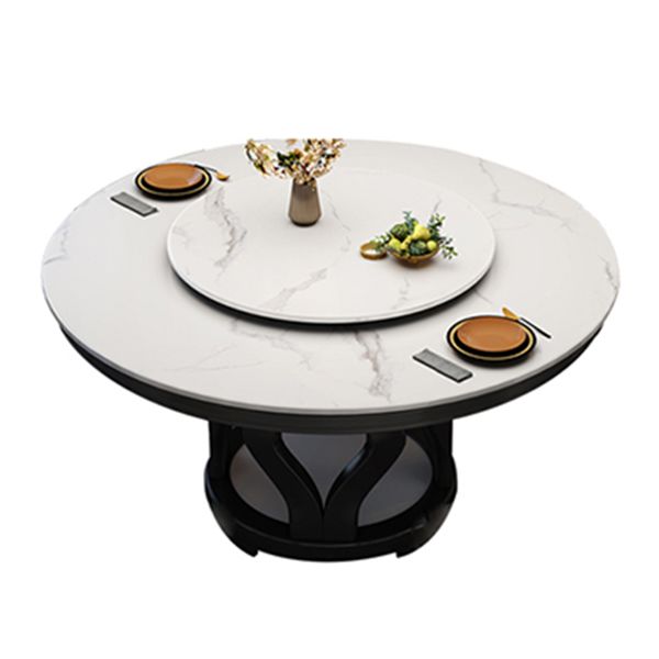 Solid Wood Contemporary Round Dining Table Sintered Stone Top Table for Dining Room Clearhalo ' dining_table' 'Dining Tables & Seating' 'Dining Tables' 'furn' 'furn_dining_table' 'Furniture' 'furniture_dining_table' 'Kitchen & Dining Furniture' 'kitchen&dining_furn' 'kitchen' 'kitchen_dining_table' 1200x1200_7844cdbc-e4d8-4e29-9cc9-8ea6e7787d34