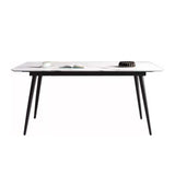 Metal Contemporary Rectangle Dining Table White Sintered Stone Top Table for Dining Room