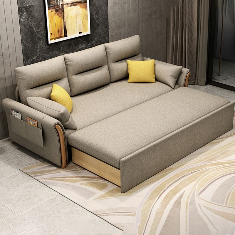 Cama de sofá de brazo acampanado de mezcla de algodón contemporánea con almohadas