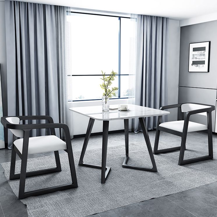Modern Style White Dinner Table Sintered Stone Table with Wooden Base for Home Clearhalo ' dining_table' 'Dining Tables & Seating' 'Dining Tables' 'furn' 'furn_dining_table' 'Furniture' 'furniture_dining_table' 'Kitchen & Dining Furniture' 'kitchen&dining_furn' 'kitchen' 'kitchen_dining_table' 1200x1200_7846682a-ff7e-4dac-b0be-176985966325