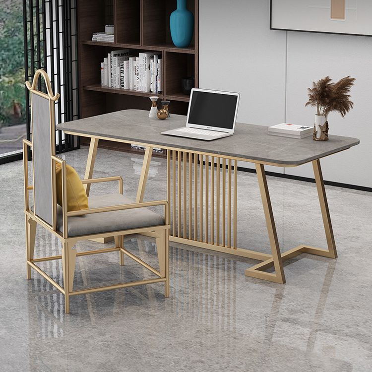 Scrivania per ufficio glam da 29,52 pollici rettangolare con gambe metalliche