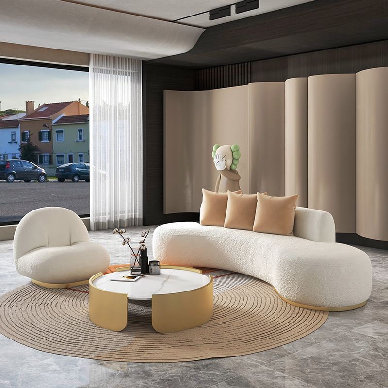 Contemporary Curved Sofa with Tight Back Standard Armless Sofa for Living Room