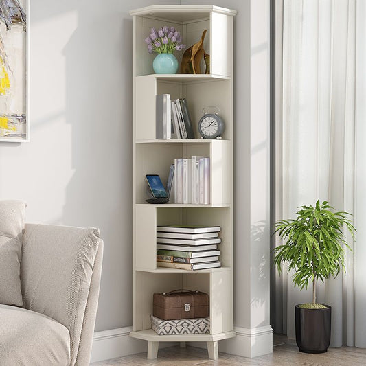 Corner Contemporary Bookshelf Wooden Closed Back Bookcase with Shelves