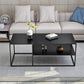 Table de cocktail rectangulaire en fer avec étagère, table basse avec cadre en H de 19,7 po, noir