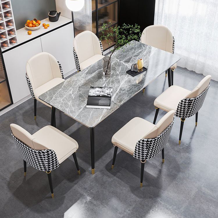 1/4/7 Pieces Stone Table with Leather Chairs Scandinavian Dining Table Set Clearhalo 'Dining Room Sets' 'Dining Tables & Seating' 'dining_room_set' 'furn' 'furn_dining_room_set' 'Furniture' 'furniture_dining_room_set' 'Kitchen & Dining Furniture' 'kitchen&dining_furn' 'kitchen' 1200x1200_784d2f89-cf35-479a-a79a-91391574ef91