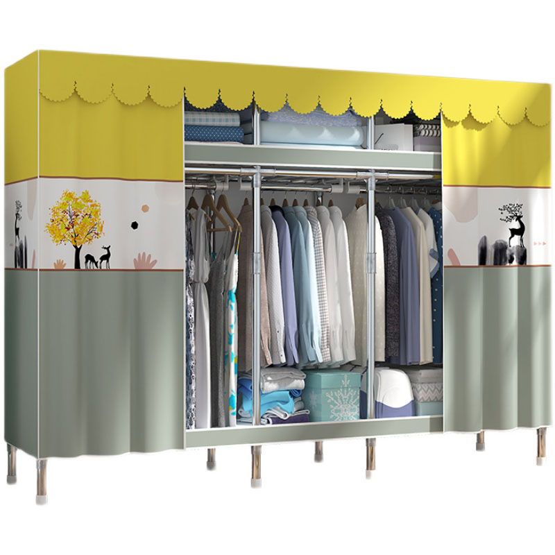 Contemporary Style Steel Wardrobe 2 Shelves Wardrobe Closet for Home