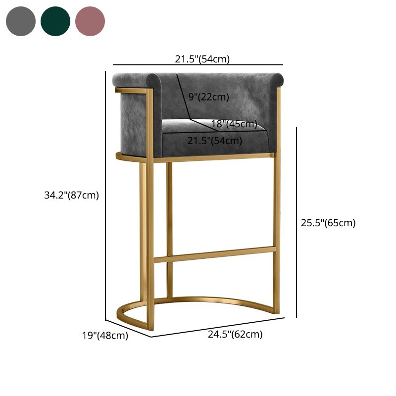 Contemporary Velvet Buckets Bar Stool Indoor Low Back Counter Stool with Iron Legs Clearhalo 'Bar Furniture' 'Bar Stools' 'bar_stools' 'furn' 'furn_bar_stools' 'furniture_bar_stools' 'Kitchen & Dining Furniture' 'kitchen&dining_furn' 'kitchen' 'kitchen_furn' Furniture' 1200x1200_784f35aa-826d-45ee-9317-7dade6021f1c