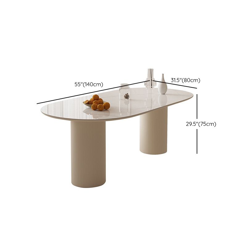 Slate and Metal Table Glam Style Simple Home Oval Dining Table